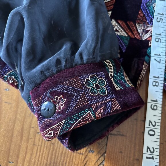 vintage byer california Blouse Burgundy Velvet Button Front Size Medium Cropped - Picture 7 of 7